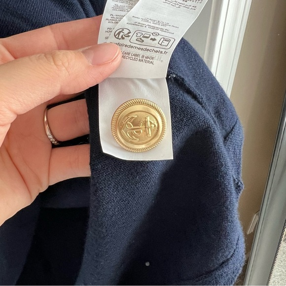 Boden Relaxed Knitted Mini Dress in Navy With Nautical Buttons, Size 2R - Picture 10 of 11